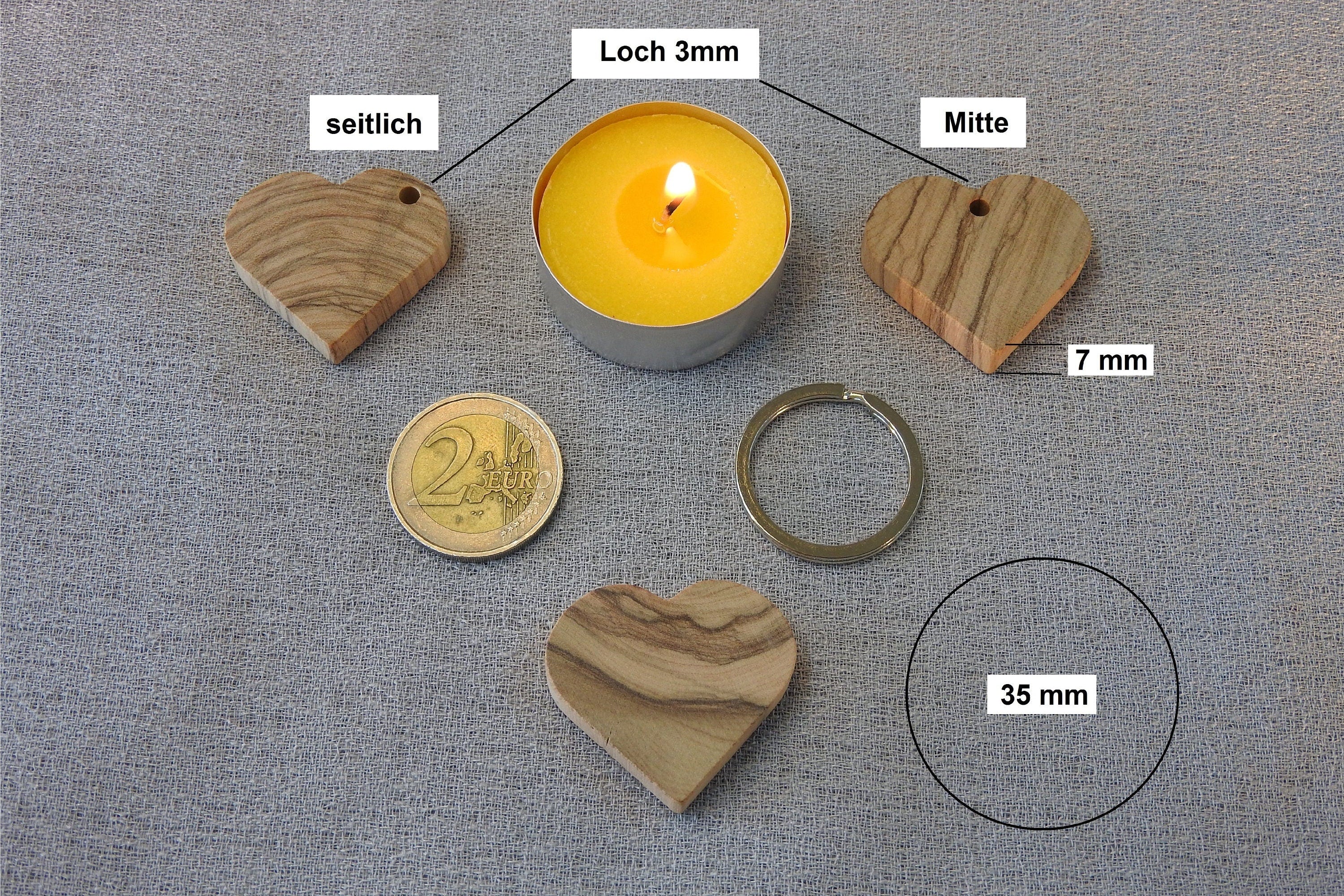 25 Olive Wood Hearts, Solid Wood, Accessory, Decorative Hearts for Crafting