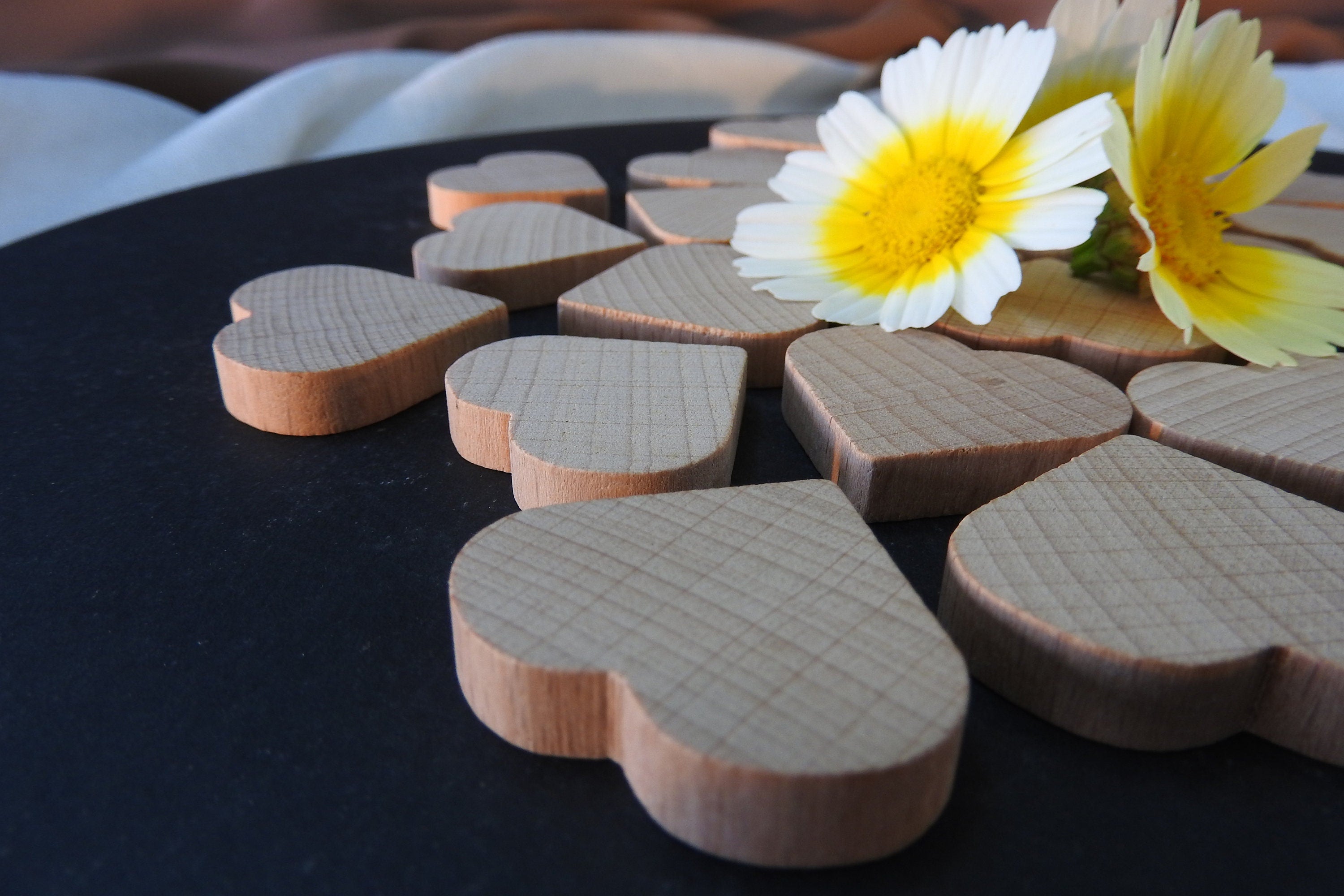 25 Beech Hearts, Solid Wood, Accessory, Decorative Hearts for Crafts