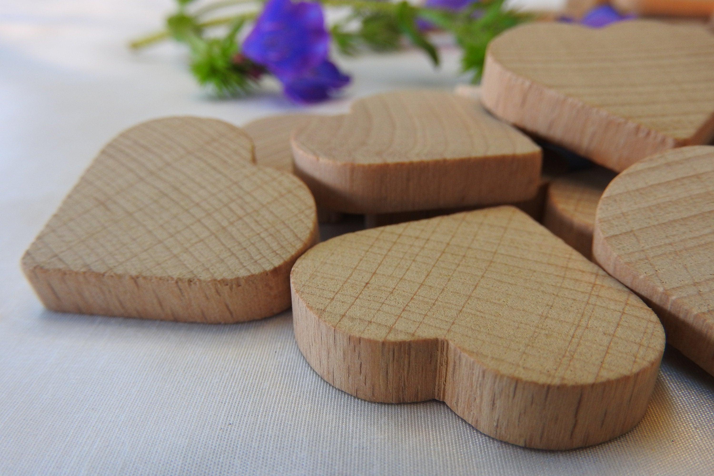 25 Beech Hearts, Solid Wood, Accessory, Decorative Hearts for Crafts