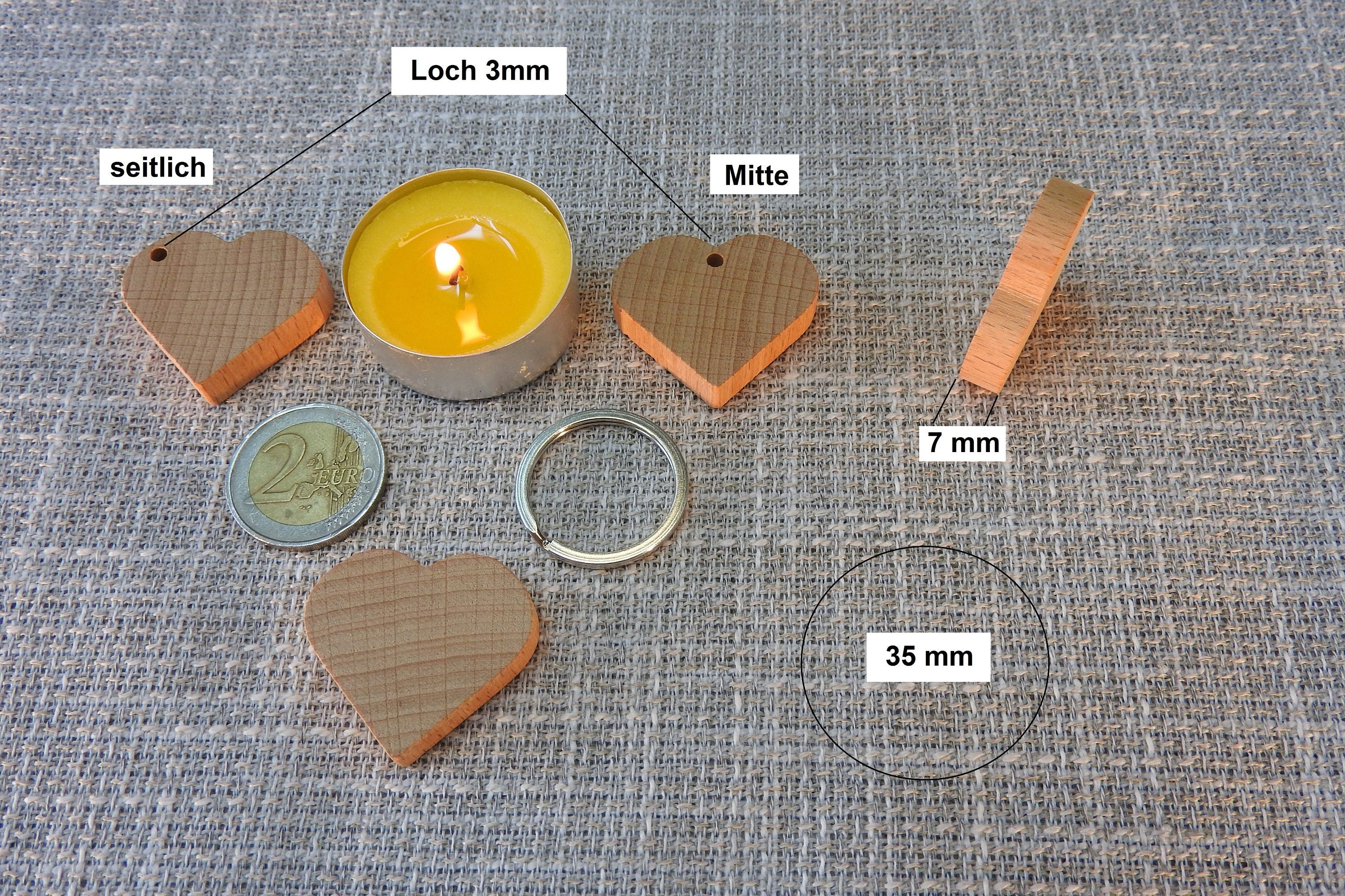 25 Beech Hearts, Solid Wood, Accessory, Decorative Hearts for Crafts